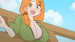 Cartoony Minecraft Steve seduces Alex with huge cock