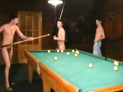 Russian Soldiers Play Pool in Nude