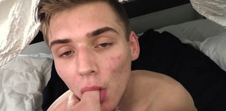 Appealing boyfriend sucks the life out of his BF's cock before loud anal