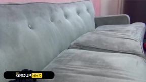 Ike Diezel’s Cum Splashes Angelina Valentine’s Glasses In Porno Dan’s Out-of-control Blowjob Battle!