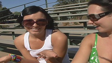 PillowGirls - Two brunette milfs dissatisfied with their husbands fuck each other with a big black strap on and squirt like fountains