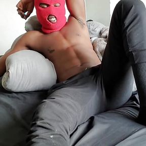 Extreme Degrading While I Stroke My Big Fat Black Cock in My Red Ski Mask