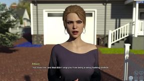 Animated 3D babe plays with her big boobs in a car