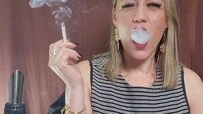 Smoking Long All White Cigarette And Talking To You