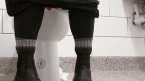 Goddess Elena Pissing in Public Toilet