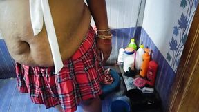 Priya Is Taking Shower Wearing College Uniform, so Hot Looking