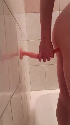 Tried out a new toy her long cock stuffed in tight ass