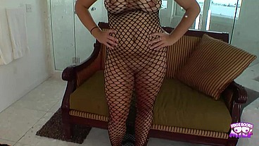 Super amazing blonde hottie with massive tits and nipples gets fucked doggy style and cowgirl