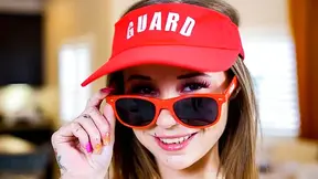 Stepsister gives her stepbrother a lap dance and blowjob so he recommends her for a lifeguard job