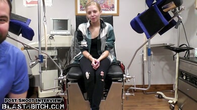 Petite blonde Ava Siren receives a creampie from Doctor Tampa during a steamy medical exam