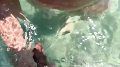 Brunette with nice tits is causing voyeurs at the nude beach