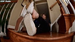 College girls sneaker strip and bare feet! - MP4
