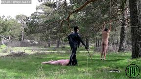 Dos juguetes.
Una voluntad: la mía.
Montada sobre uno de ellos, marco mi territorio. El otro...atado como el perro que es, esperando su turno para ser castigado.
Con mi látigo corto el silencio. Golp…