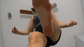 Mean Giantess yells at pathetic foot friend POV 4K