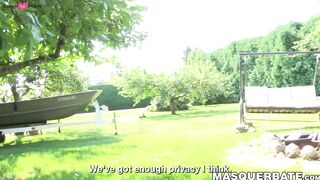Alluring hottie Zack Lemec solo jerks his savory dick outdoors
