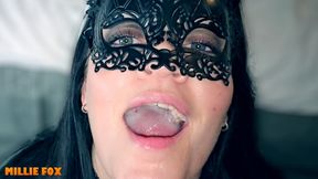 Hot MILF gargles and plays with a big load of cum before swallowing it - Millie Fox