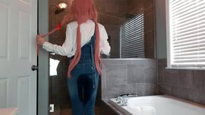 yuno gasai wetting denim overalls & panties sage eldritch