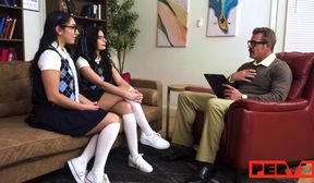 [pervtherapy] madison wilde angel gostosa angel and madison bond over the therapists meaty cock