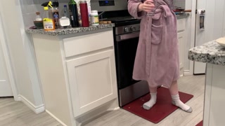 Young Woman Pisses On Kitchen Floor While Cleaning