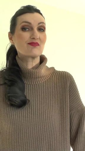 Cum on My Sweater! Lady Victoria Valente in a Thick Turtleneck Sweater