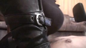 Sitting on slave's face in black pantyhose