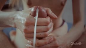 Close up JOI lingam massage for a big cock
