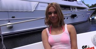 Outdoors teasing and fucking on a private yacht makes Kendall cum