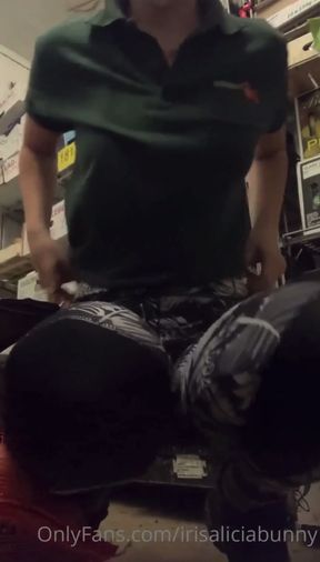 Busty coworker wanks in public
