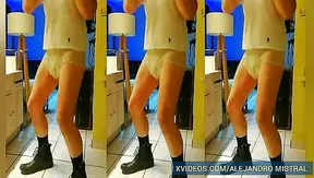 Gay video nylon briefs semi-erect cock Alejandro Mistral