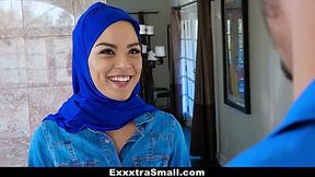 Muslim Bitch knows how to suck cock And she takes TWO! Slutty girl was double penetrated by loaders