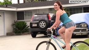 Jodi Taylor rides on bike then huge cock for a good fuck
