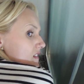 Fucking my big ass stepmom in public toilet