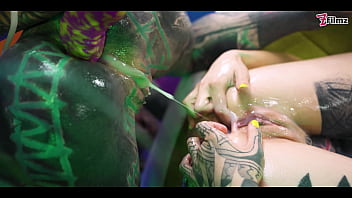 3 TATTOO lesbians play with CUM - ANAL gape, prolapse, ASS CUM SWAP   first time anal - punk, goth, alt porn - ANUSKATZZ - ZF012