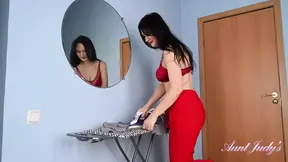 Hairy MILF Lada strips and shows off her mature saggy tits