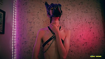 BDSM Halloween Big Cock Skinny Twink Magic C Jerking And Cumming On His Feet