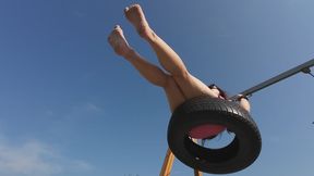 Unseen - Miss Ren's dirty feet on a swing in slow motion