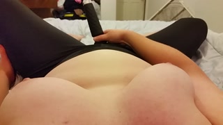MILF in Yoga Pants has quivering orgasm with her magic wand POV