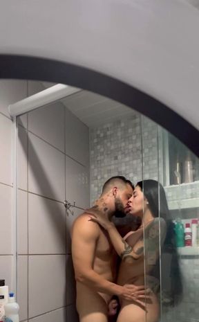 Having Sex in the Shower with Her Boyfriend