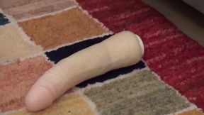 Crushing dildo with feet