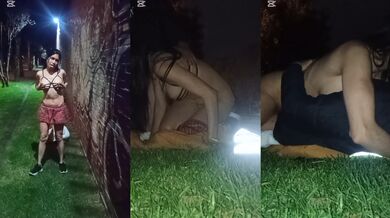 Latina clamps onto public dick for hard 4K creampie outdoors