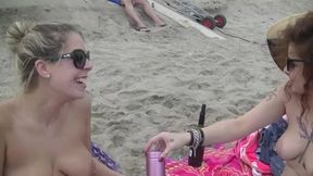Exhibitionist Wife 481 Pt1 - Mrs Ginary and Mrs Brooks Nude Beach Day! Make hubby watch from dunes!