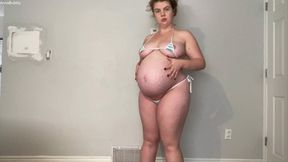 Pregnant Dance and Striptease in Bikini 9 Months