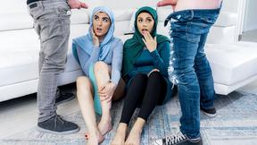 ”Curious Muslim girls explore desires with stepbrothers - Rose Darling, Nikki Slick”