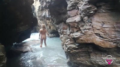 Pierced & Naked: Beach Adventure with Stretched Nipple Rings!