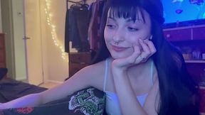 Cute brunette entered her employer's bedroom to stroke his hard boner