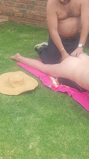 My wife was tanning outside ,i just had to fuck her ass   Clip 1