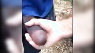 Playing with big black cock