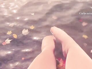 Glamorous water and feet in nylons view in the Autumn!