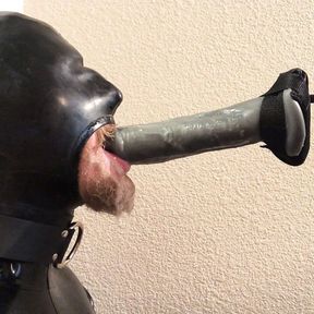 Rubber Pig Throat Fucked by Machine