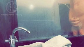 pale white skin redhead flatmate caught pissing in the shower